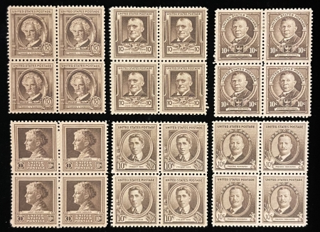 U.S. Stamps SCOTT #863, 868, 873, 879, 883, 888, 10c BROWN, MOG-NH, VF & FRESH – CATALOG $51