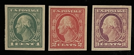 U.S. Stamps SCOTT #481-483, 1c RED, 2c GREEN, 3c VIOLET, MOG-H, F/VF – CATALOG VALUE $14.75