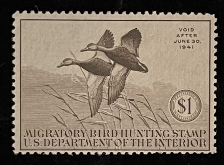 U.S. Stamps SCOTT #RW-7, $1 GRAY, MNG – CATALOG VALUE $60