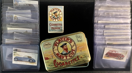 Other Collectibles 1936 PLAYERS CIGARETTES “MOTOR CARS” TOBACCO CARDS, BOX (ORIGINAL)/TIN INCLUDED!