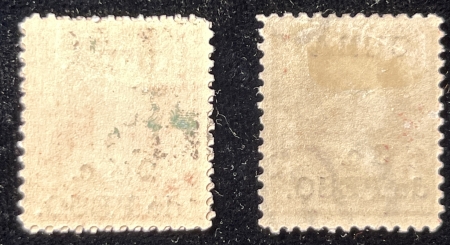 New Store Items SCOTT #223-224 CUBA 2 1/2 PESO ON 2C CARMINE & 3 PESO ON 3C PURPLE MOG H CAT-$20