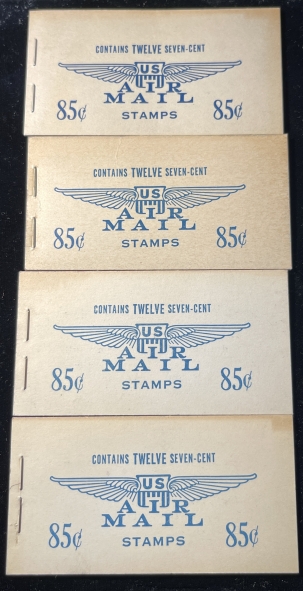 New Store Items SCOTT BKC-6 LOT OF 4 UNEXPLODED 85C BOOKLETS OF 7 CENT AIR MAILS MOG NH, CAT-$52