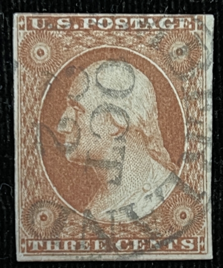 New Store Items SCOTT #10a 3C WASHINGTON RED-BROWN, TYPE 2 ABOUT VF, USED, CAT – $150