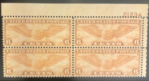 U.S. Stamps SCOTT #C-19 6c ORANGE, PLATE BLOCK, FINE, MOGNH, CAT $20, PO FRESH-APS MEMBER