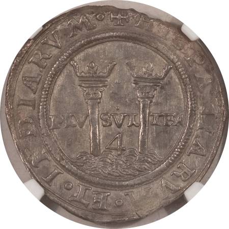 New Store Items (1542-55) MEXICO 4 REALES M A, CARLOS & JOANNA, KM #18, NGC AU-53, SCARCE ISSUE!