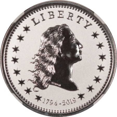 Dollars SMITHSONIAN 1794-2019 2 COIN SILVER/COPPER FLOWING HAIR $1 SET, NGC PF-70 REV PF