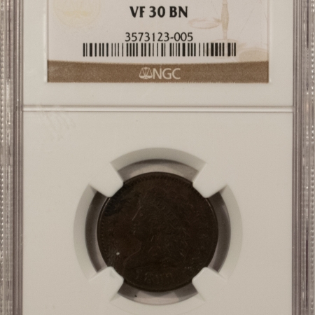 U.S. Certified Coins 1811 CLASSIC HEAD HALF CENT NGC VF-30 BN, CHOCOLATE BROWN KEY-DATE!
