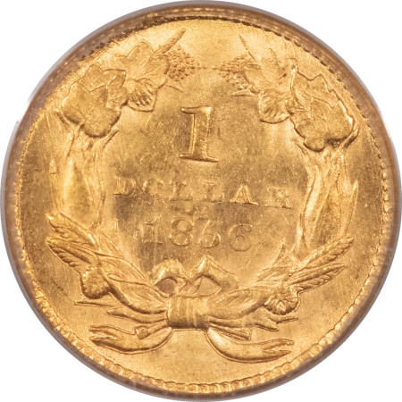 New Store Items 1856 LIBERTY GOLD DOLLAR, SLANTED 5, TYPE 3 – PCGS MS-62, FLASHY