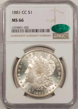 CAC Approved Coins 1881-CC MORGAN DOLLAR – NGC MS-66, CAC APPROVED! FROSTY & PQ!