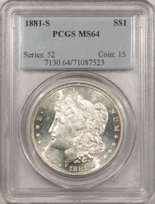 Morgan Dollars 1881-S MORGAN DOLLAR – PCGS MS-64