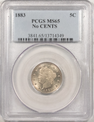 Liberty Nickels 1883 LIBERTY NICKEL, NO CENTS – PCGS MS-65, FRESH GEM!