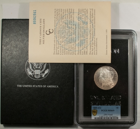 Morgan Dollars 1885-CC MORGAN DOLLAR GSA PCGS MS-64+ W/BOX AND CARD