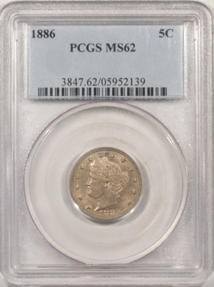 Liberty Nickels 1886 LIBERTY NICKEL – PCGS MS-62, KEY DATE!