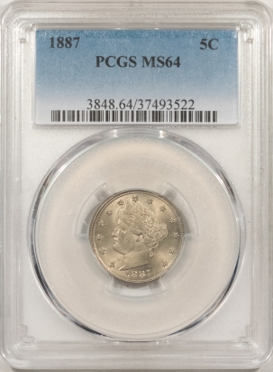 Liberty Nickels 1887 LIBERTY NICKEL – PCGS MS-64, FLASHY & PQ!