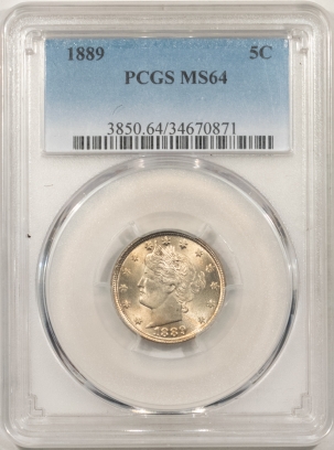 Liberty Nickels 1889 LIBERTY NICKEL – PCGS MS-64, LUSTROUS!