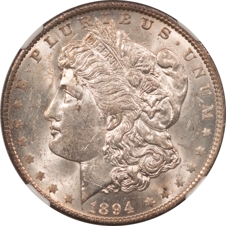 Dollars 1894-O MORGAN DOLLAR, NGC MS-60, FRESH & WHITE W/ BETTER-THAN-AVERAGE STRIKE!