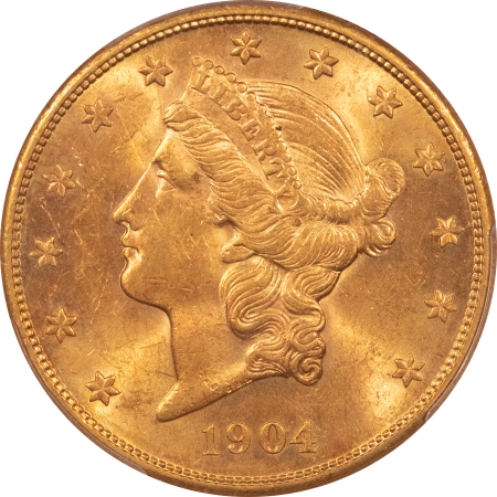 New Store Items 1904-S $20 LIBERTY GOLD DOUBLE EAGLE PCGS MS-62, LUSTROUS & PRETTY!