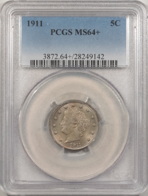 Liberty Nickels 1911 LIBERTY NICKEL – PCGS MS-64+, PREMIUM QUALITY!