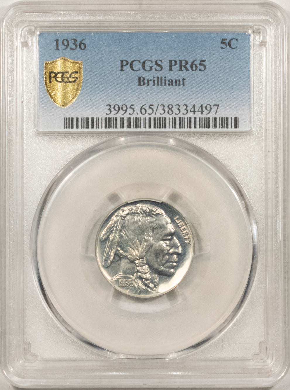 1936 PROOF BUFFALO NICKEL, BRILLIANT - PCGS PR-65, GEM! - The Reeded ...