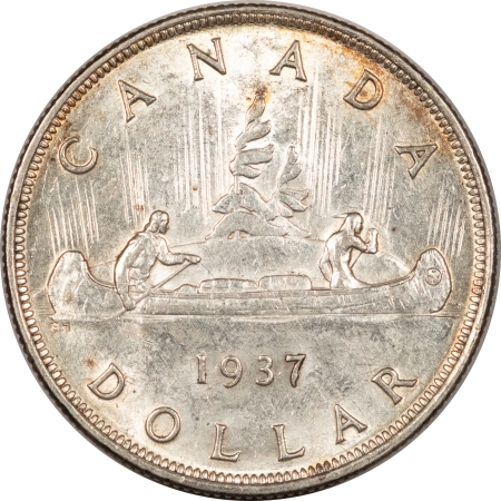 World Certified Coins CANADA 1937 SILVER DOLLAR, KM-37, HIGH GRADE AU+ EXAMPLE, LOOKS CHOICE UNC