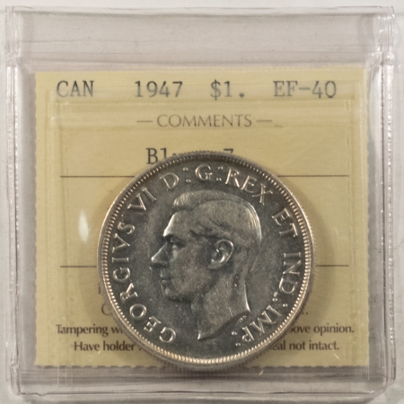 New Certified Coins 1947 CANADA $1 BLUNT 7 KM-37 ICCS EF AU BY US STANDARDS – LUSTROUS & PQ!