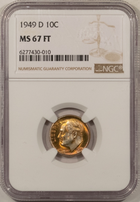 New Store Items 1949-D ROOSEVELT DIME – NGC MS-67 FT, GORGEOUS & FULLY STRUCK!