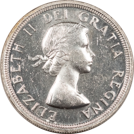 World Certified Coins CANADA 1953 SILVER $1, FLAT RIM, STRAP, KM-54-B.U., CHOICE & SEMI PROOFLIKE!