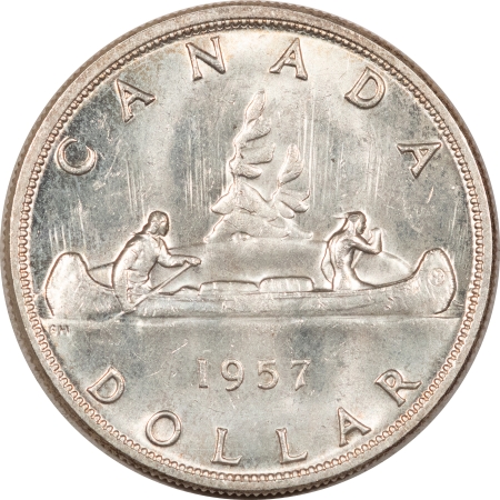 New Store Items CANADA 1957 SILVER $1, 3 WATER LINES, KM-54, UNCIRCULATED