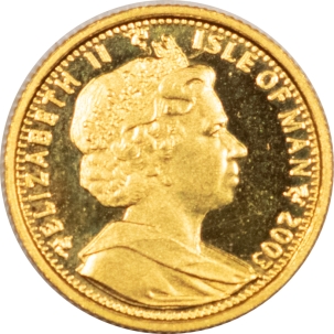 U.S. Uncertified Coins 2003 ISLE OF MAN 1/25oz GOLD, CAT CROWN – GEM PROOF!