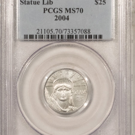 American Platinum Eagles 2004 $25 1/4 OUNCE PLATINUM STATUE OF LIBERTY, PCGS MS-70, PERFECTION!
