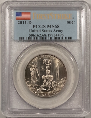 Modern Commems 2011-D UNITED STATES ARMY COMMEMORATIVE HALF DOLLAR – PCGS MS-68 FIRST STRIKE