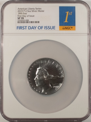 $20 2019-P AMERICAN LIBERTY SERIES 2.5 OZ SILVER MEDAL NGC SP-70 FIRST DAY OF ISSUE!