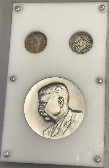 New Store Items 1962 3″ CHARLES E. BARBER .999 SILVER MEDAL MINT ENGRAVER, ROOSEVELT, ONE STELLA