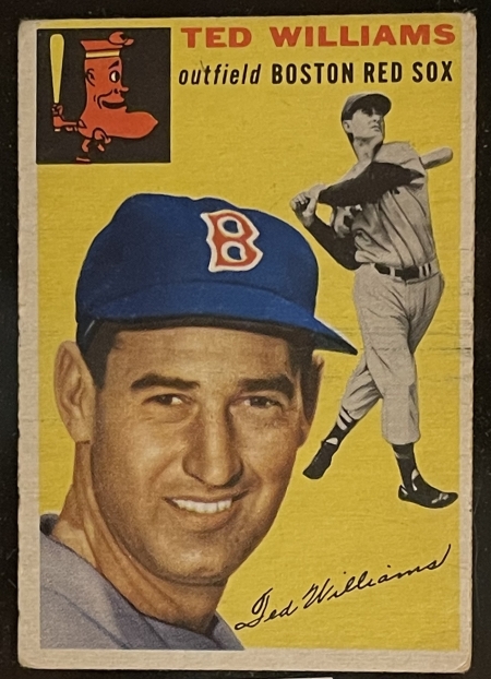 New Store Items 1954 TOPPS #250 TED WILLIAMS, BRIGHT & FRESH BUT WITH MINOR CORNER WEAR