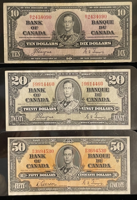 New Store Items CANADA 1937 $1-$50 TYPE SET, BC-21 THROUGH BC-26 (6 NOTES), VF-AU, BRIGHT/FRESH!