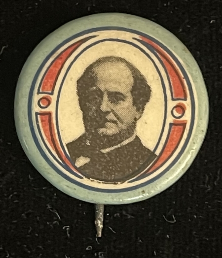 Pre-1920 1908 WILLIAM JENNINGS BRYAN 7/8″ MULTICOLORED PICTORIAL CELLULOID BUTTON-EXC!