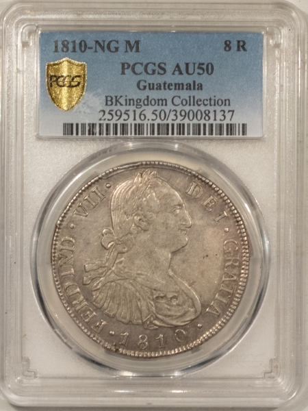 New Store Items 1810-NG M GUATEMALA 8 REALES KM-64 PCGS AU-50 SCARCE IN AU, USUALLY HEAVILY CIRC