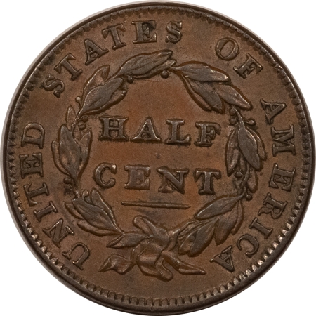New Store Items 1835 CLASSIC HEAD HALF CENT, HIGH GRADE NEARLY UNC – LOOKS CHOICE!