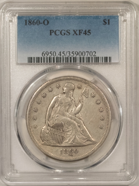 New Store Items 1860-O SEATED LIBERTY DOLLAR – PCGS XF-45, PLEASING!