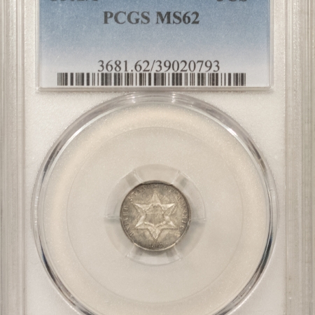 New Certified Coins 1862/1 THREE CENT SILVER – PCGS MS-62, FLASHY & LOOKS CHOICE!