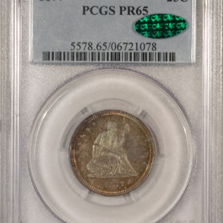 Liberty Seated Quarters 1877 PROOF SEATED LIBERTY QUARTER – PCGS PR-65, CAC! MUCH PRETTIER IN HAND! PQ!