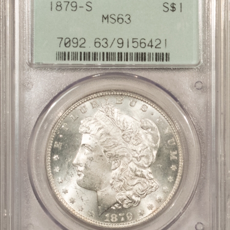 Morgan Dollars 1879-S MORGAN DOLLAR – PCGS MS-63, PQ! 2 PIECE RATTLER!