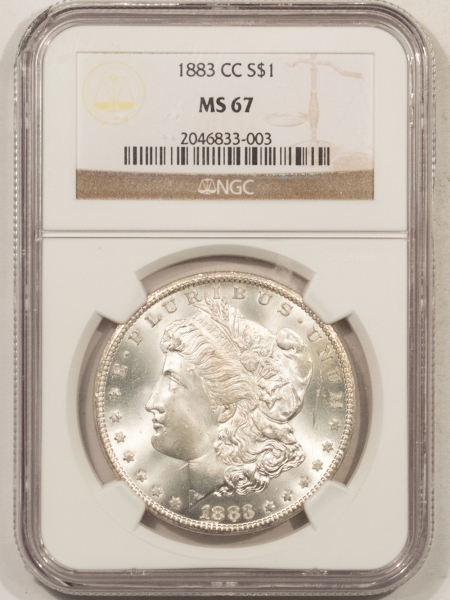 U.S. Certified Coins 1883-CC MORGAN DOLLAR – NGC MS-67, SUPERB WHITE HEADLIGHT! WOW!