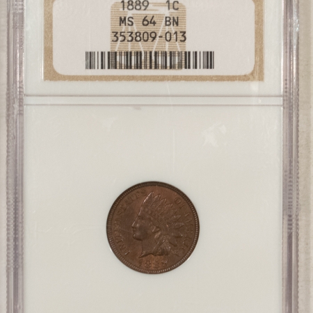 Indian 1889 INDIAN HEAD CENT – NGC MS-64 BN, PLEASING