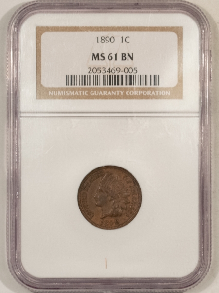 New Store Items 1890 INDIAN HEAD CENT – NGC MS-61 BN