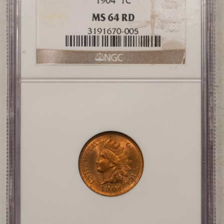 New Store Items 1904 INDIAN CENT NGC MS-64 RD, FULL RED!