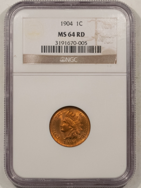 Indian 1904 INDIAN CENT NGC MS-64 RD, FULL RED!