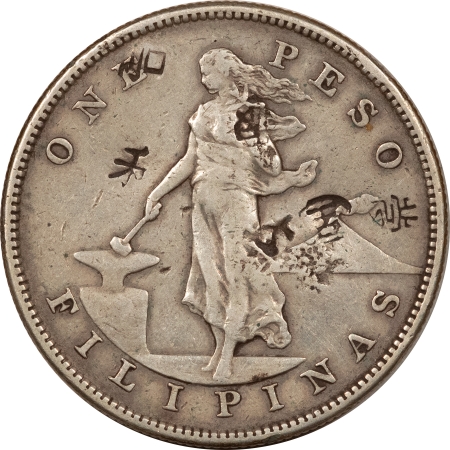 New Store Items 1905-S US PHILIPPINES SILVER PESO KM-168 HIGH GRADE CHOPMARKS, SCARCE TRADE COIN