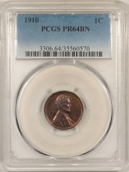 Lincoln Cents (Wheat) 1910 MATTE PROOF LINCOLN CENT – PCGS PR-64 BN, CHOICE & PRETTY!