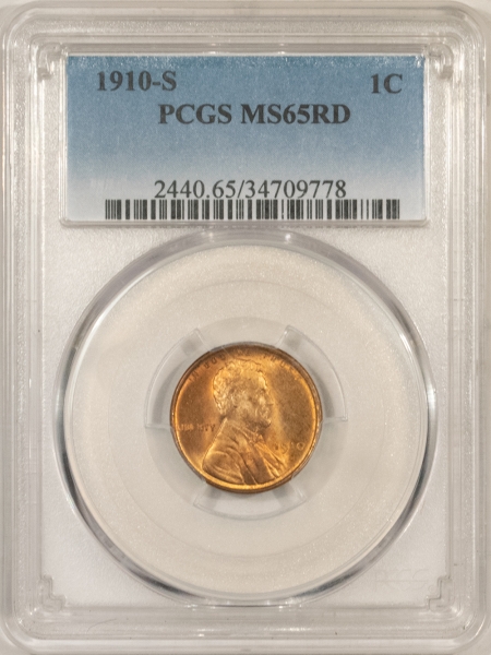 New Store Items 1910-S LINCOLN CENT – PCGS MS-65 RD, GEM!
